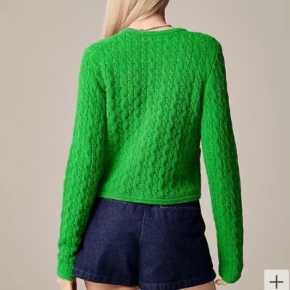 NWT!! J. CREW Odette Cable Knit Sweater Lady Jacket Cotton Blend Boucle Green XL - Picture 16 of 16